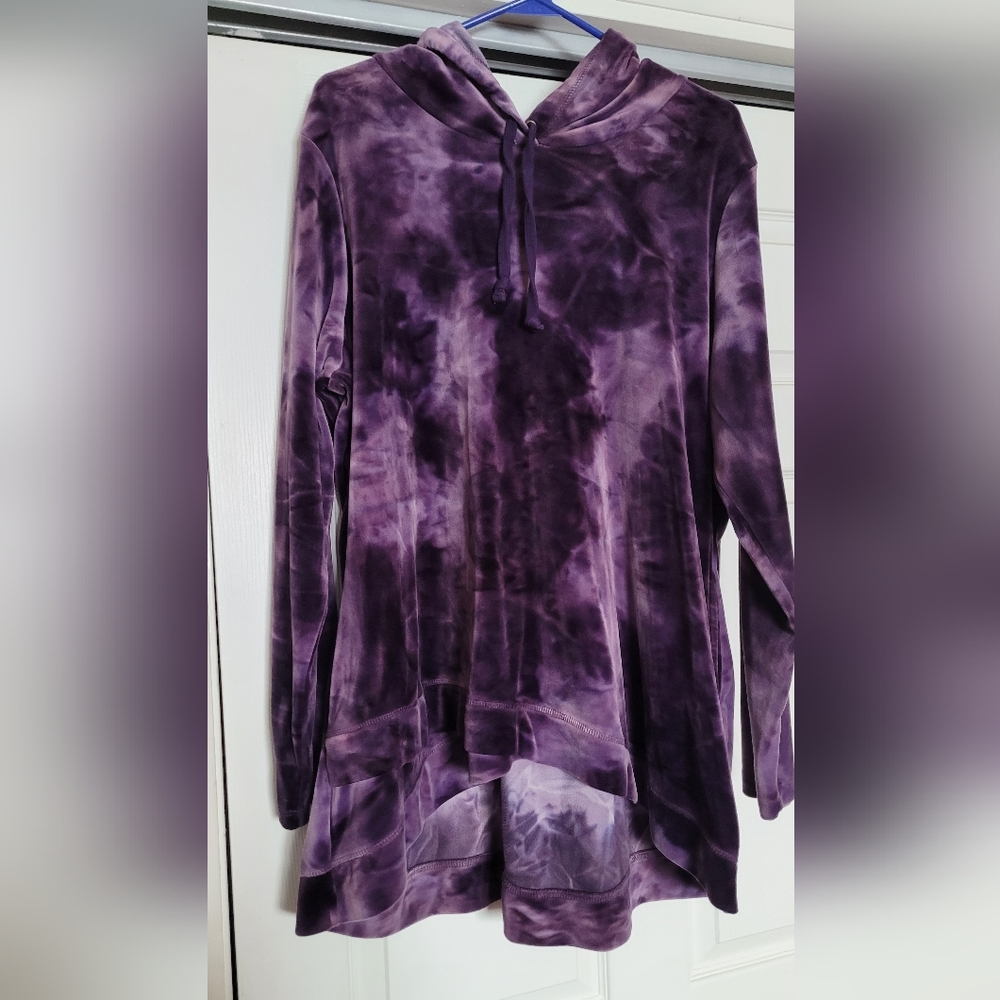 LOGO by Lori Goldstein Womens Velour XL Lounge Hoodie